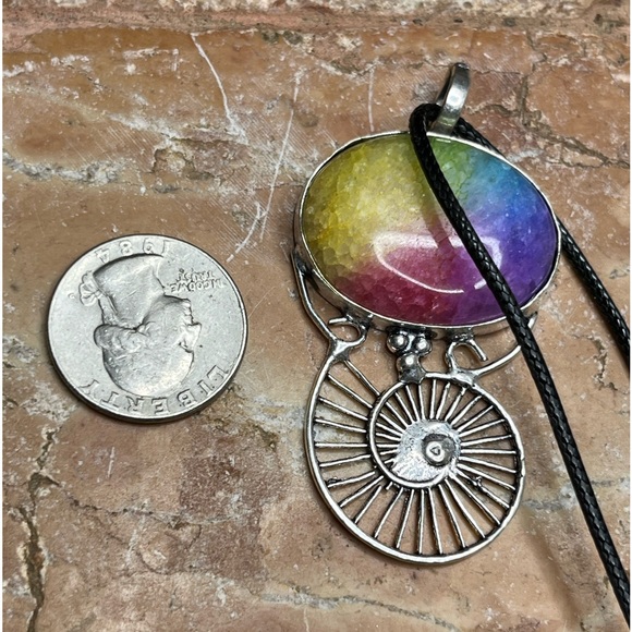 NEW Handmade Women's  Rainbow Solar Quartz Silver Plated Necklace - Picture 5 of 11